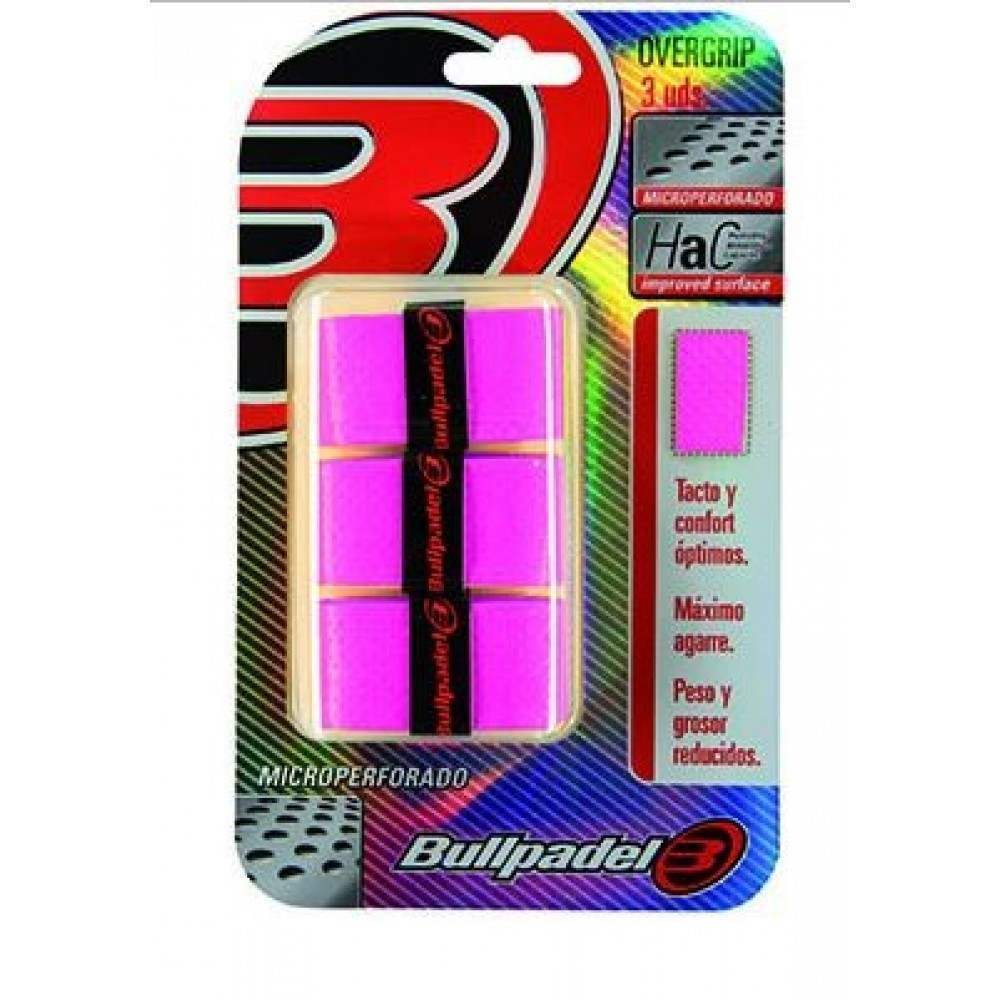 Blister Bullpadel 3 Overgrips GB1201 Comfort Perforado Rosa Fluor - Barata Oferta Outlet