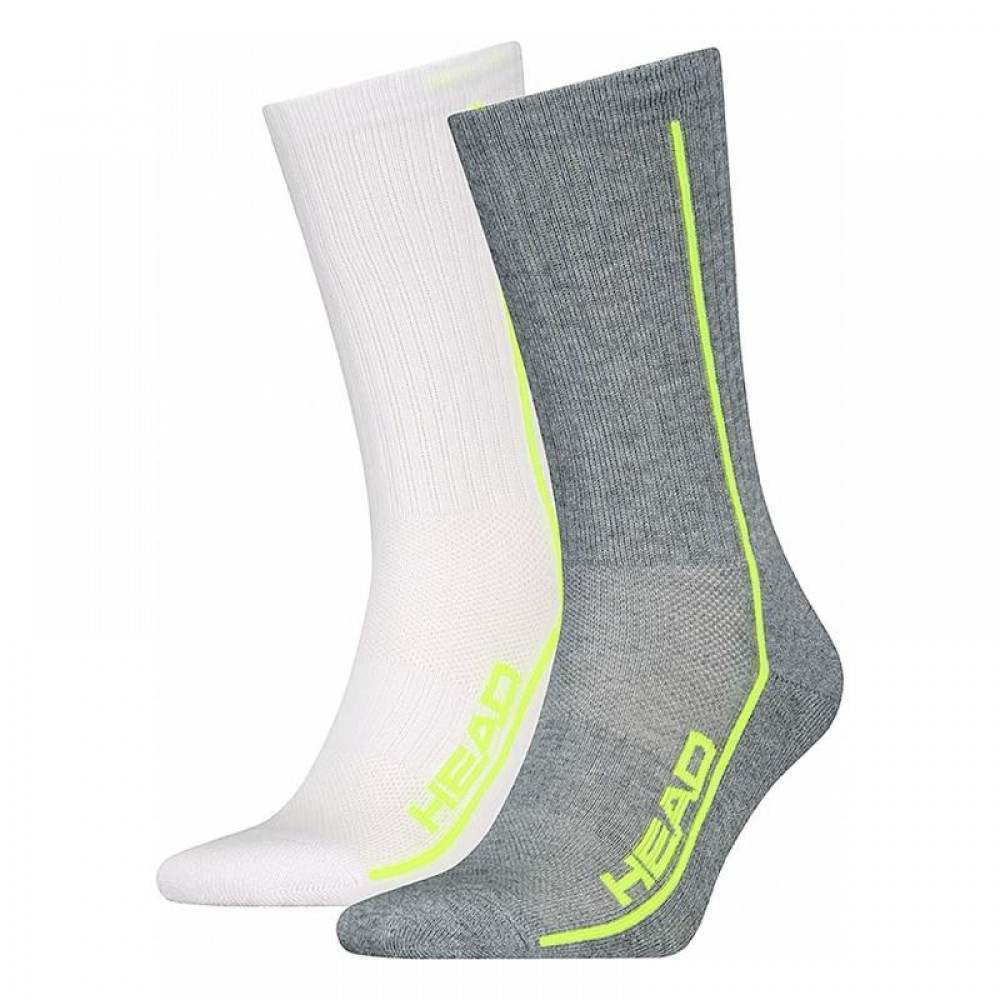 Head Performance Chaussettes Crew Blanc Lime Gris 2 Paires