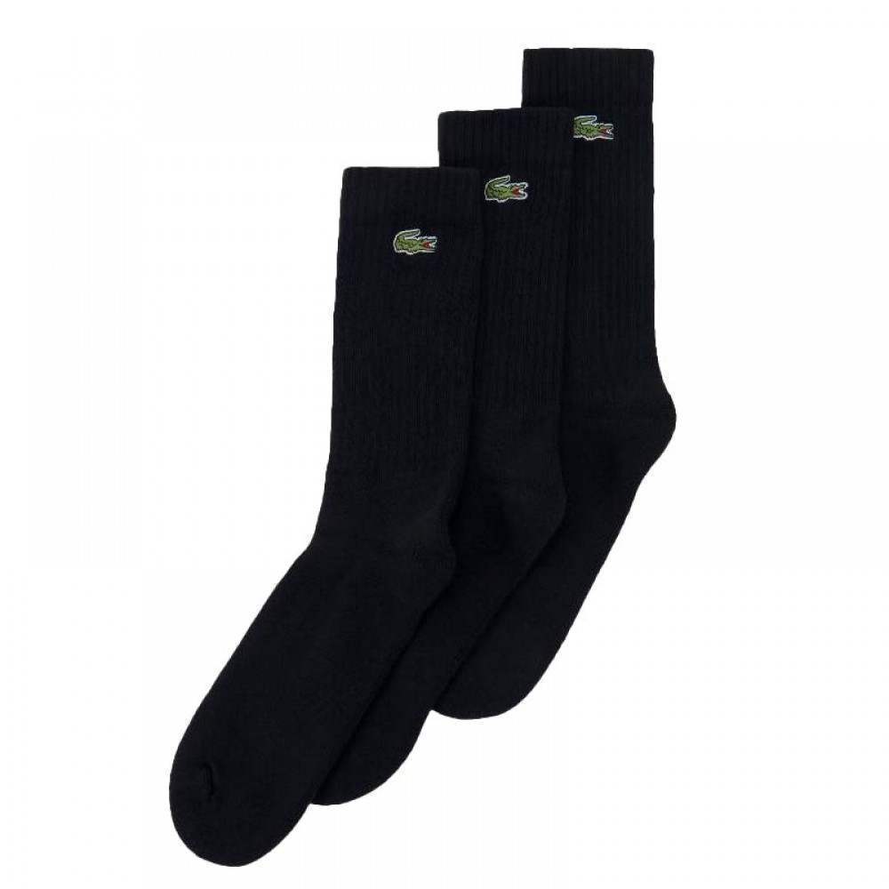 Calcetines Lacoste Sport Corte Alto Negro 3 Pares - Barata Oferta Outlet