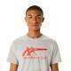 Camiseta Algodon Asics Tiger Gris Cherry Tomato - Barata Oferta Outlet