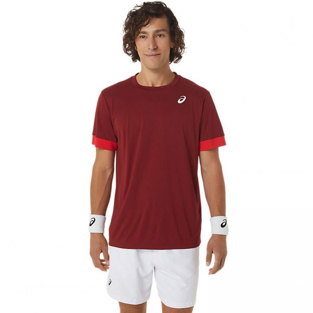 Camiseta Asics Tribunal SS Top Burdeos Rojo