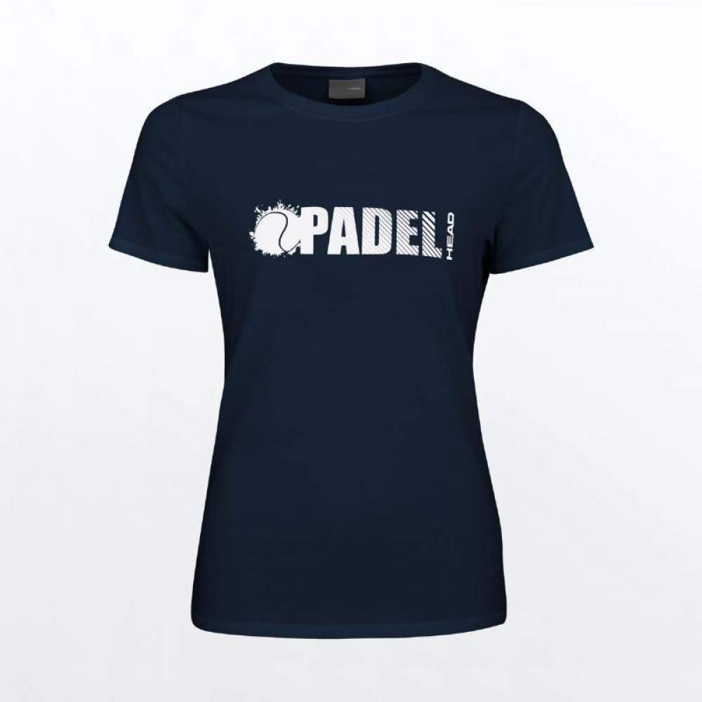 Camiseta Head Padel Font Azul Oscuro Mujer - Barata Oferta Outlet