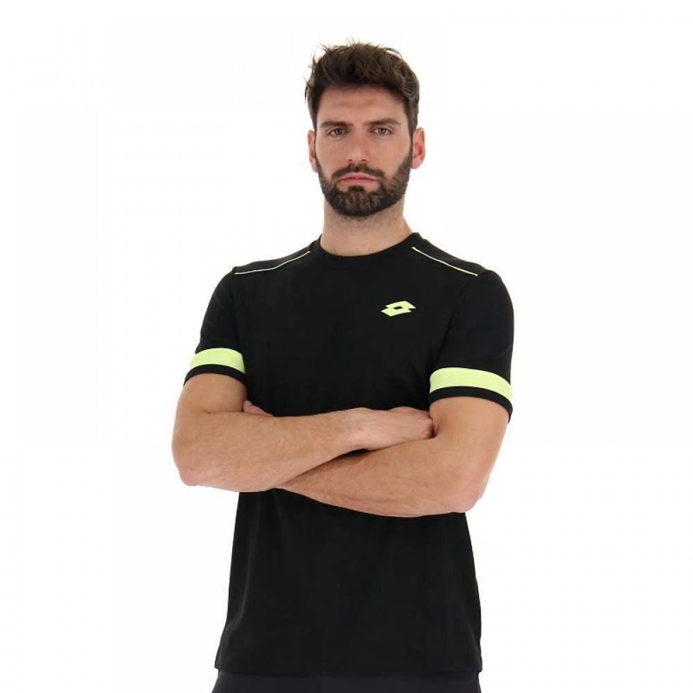 Camiseta Lotto Superrapida V Negro Amarillo Fluor - Barata Oferta Outlet