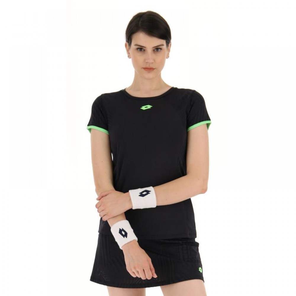 Camiseta Lotto Superrapida V Negro Verde Manzana Mujer - Barata Oferta Outlet