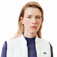 Chaleco Lacoste Slim Fit Azul Marino Blanco Mujer