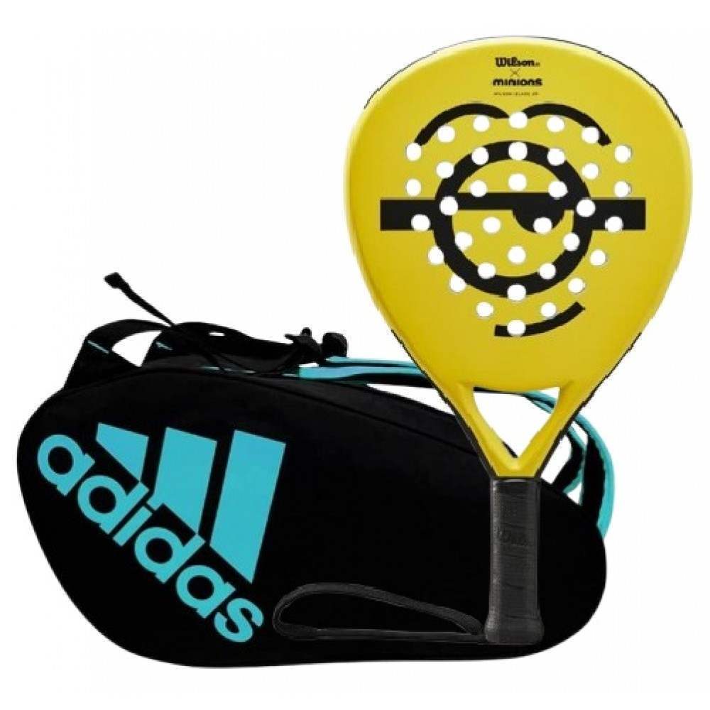 Wilson Minions Face Blade Junior Racket and Adidas Blue Padel Bag