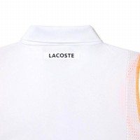 Polo Lacoste Poliester Reciclado Blanco Naranja